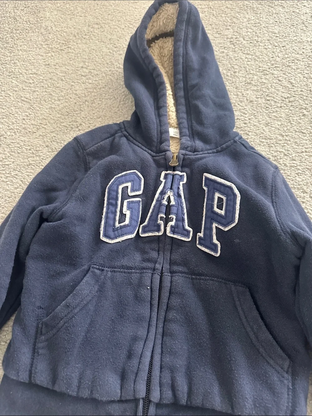 GAP Navy Kids Hooded Fleece Zip-Up Sweatshirt